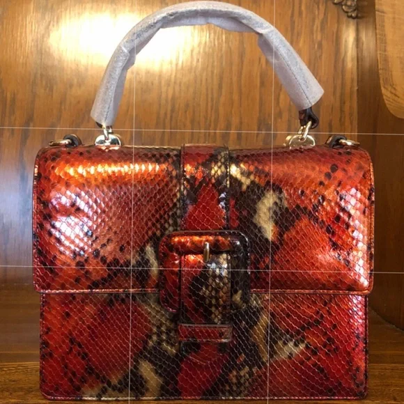 NWT-Brahmin-Mini Francine Satchel-Crimson Rosebay-Crossbody Strap-Dust Bag-$345 - Picture 2 of 16